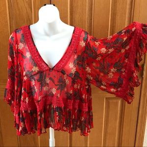 Free People Bright Lights Chiffon Blouse